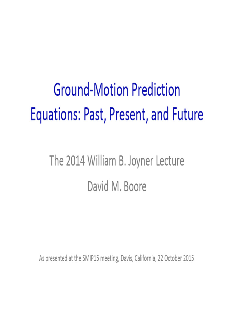 2014 Joyner Lecture Smip15 Davis-Boore | PDF | Fault (Geology) | Waves