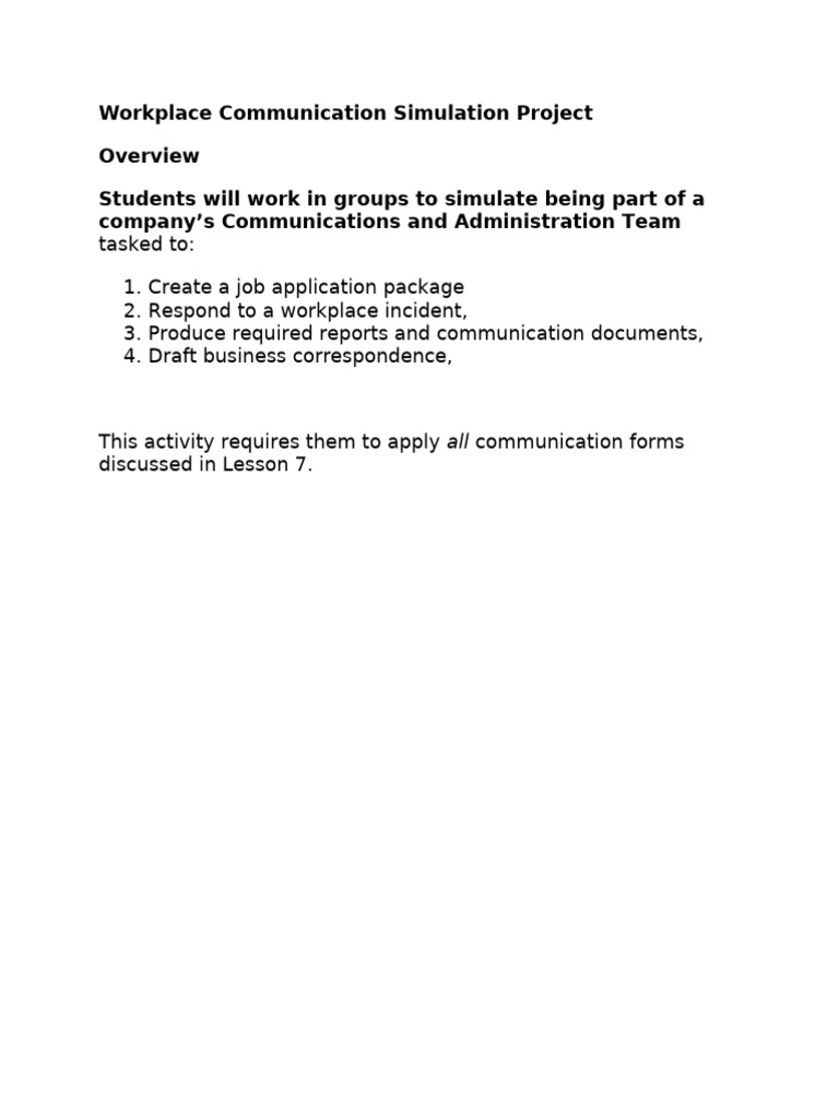 Workplace Communication Simulation Guide | PDF | Memorandum
