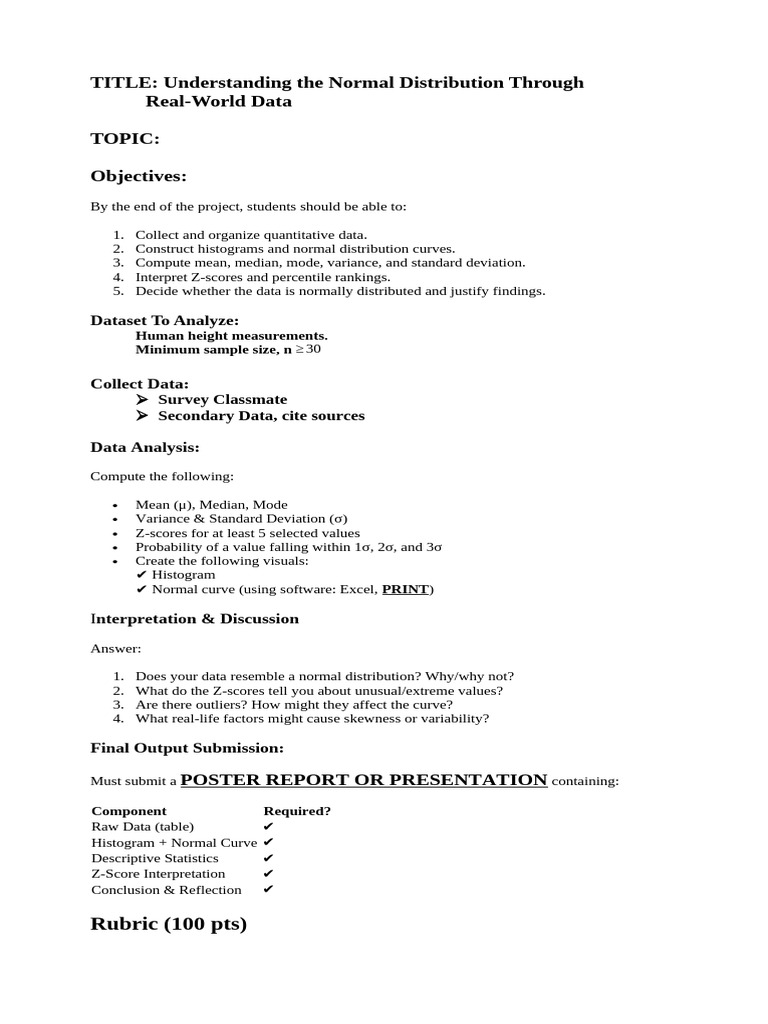 FINAL OUTPUT Normal Distribution | PDF