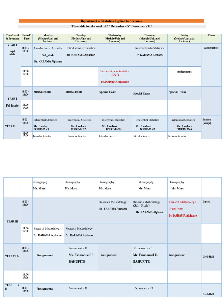 SAE TIMETABLE 1st December 5th December 1 | PDF | Procedural Knowledge ...