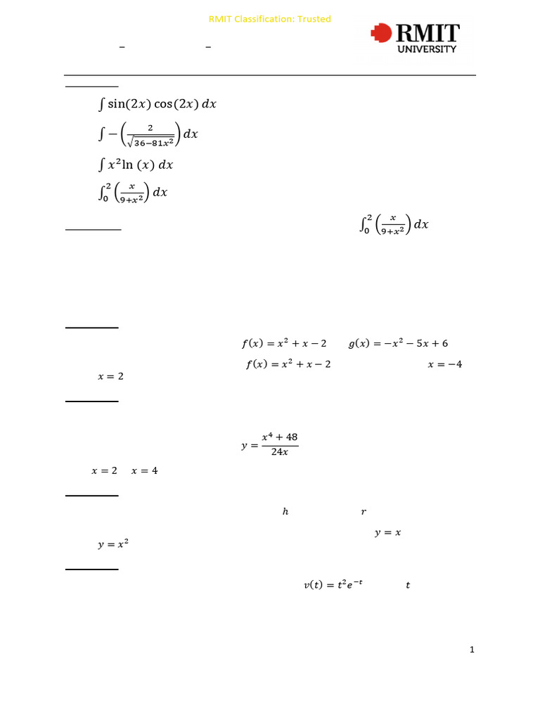 Tutorial 4 - Integration | PDF