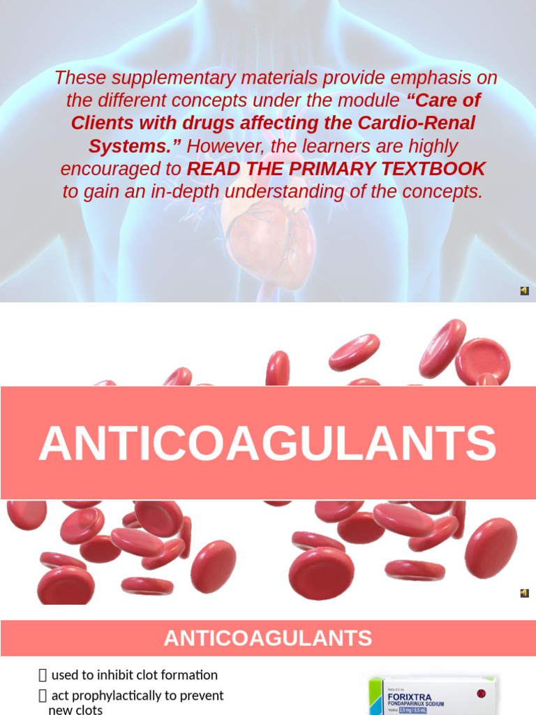 Anticoagulants and Antiplatelet Drugs Guide | PDF | Thrombosis | Statin
