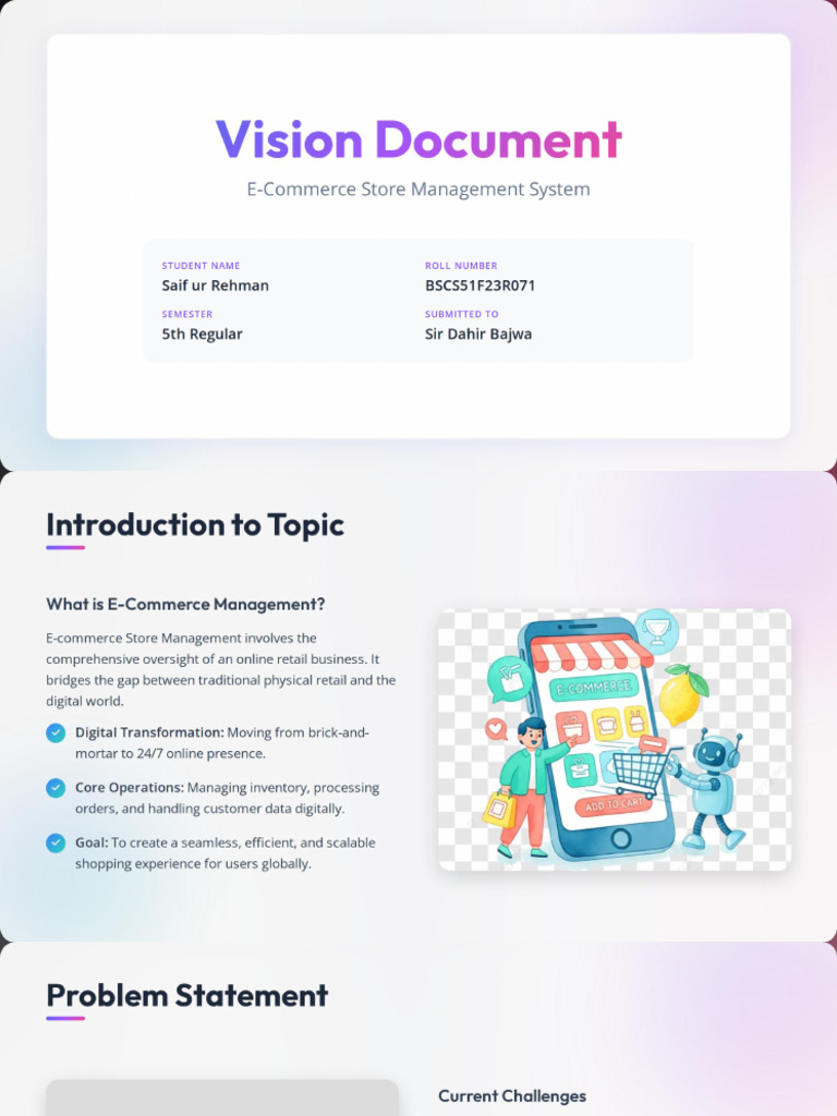 Vision Document - E-Commerce Store Management | PDF