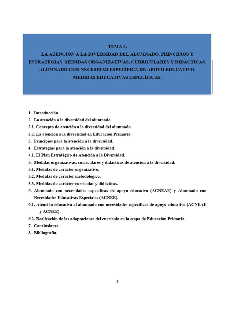 Atención a la Diversidad en Educación | PDF | Educación primaria | Plan ...