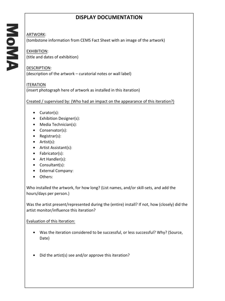 Display Documentation Template | PDF