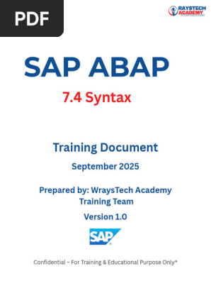 SAP ABAP 7.4 Syntax Training Guide | PDF | Object Oriented