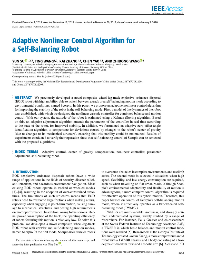 Adaptive Nonlinear Control Algorithm For A Self Balancing 4wn65b6un0 ...