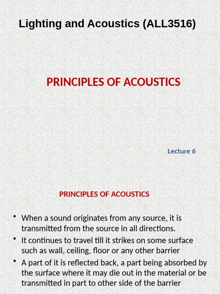 Acoustics Principles and Sound Absorption | PDF | Mechanics | Applied ...