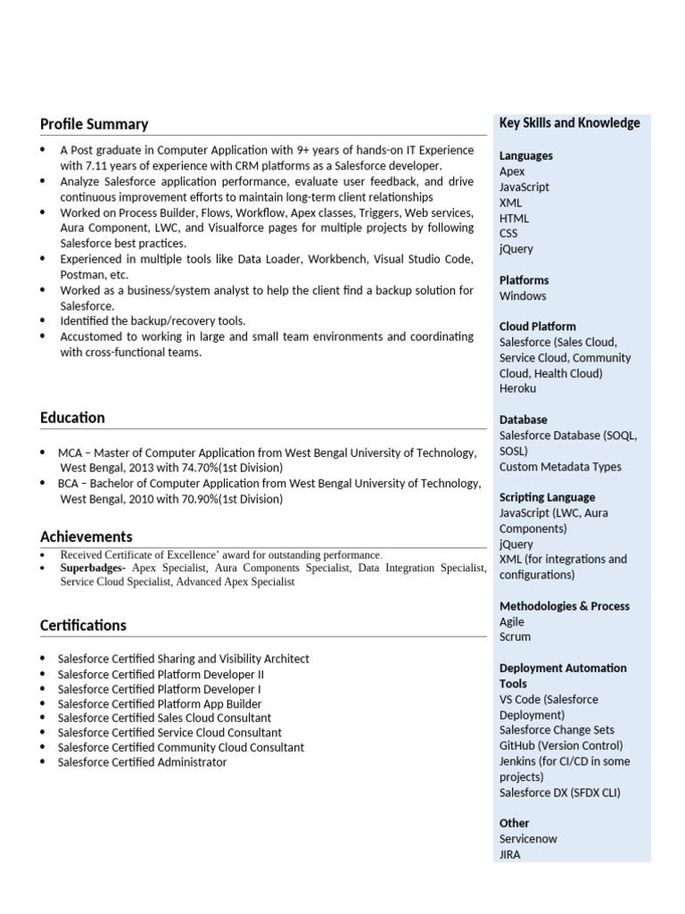 Salesforce Developer Profile Summary | PDF | Cloud Computing | Metadata