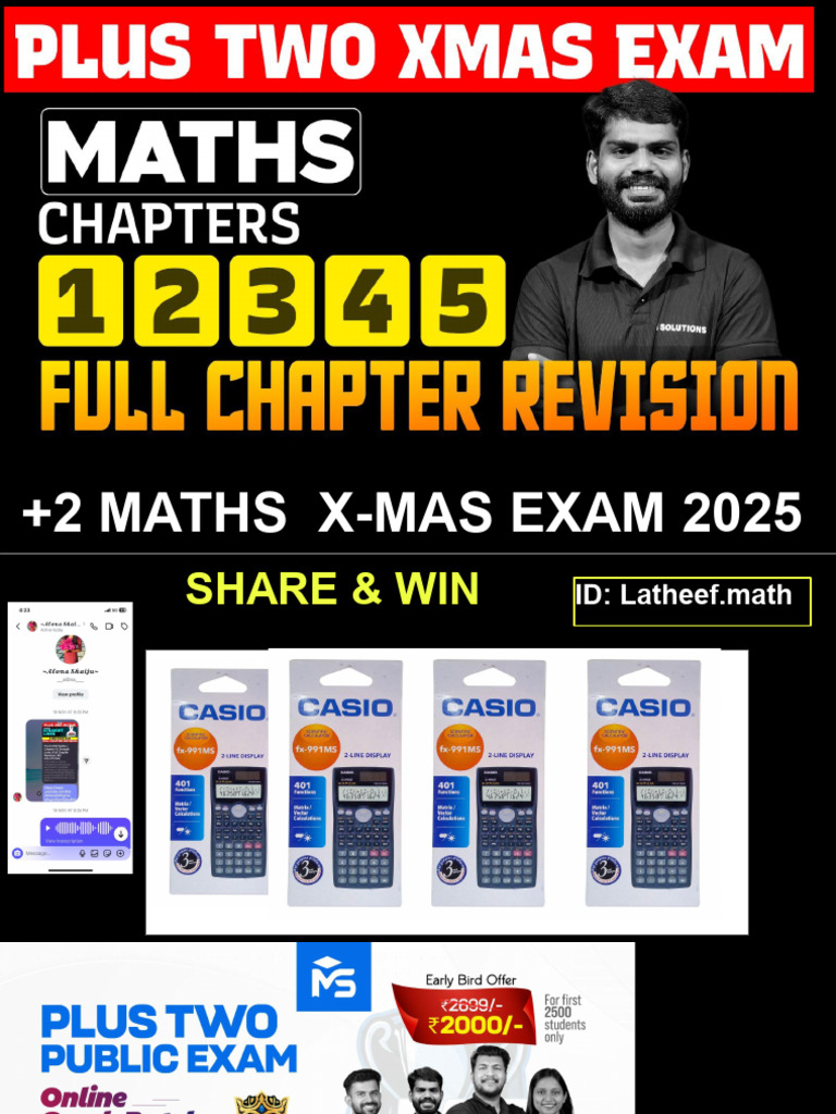 Plus Two Maths CH 1,2,3,4&5 Full Chapter Revision Dec 13 | PDF