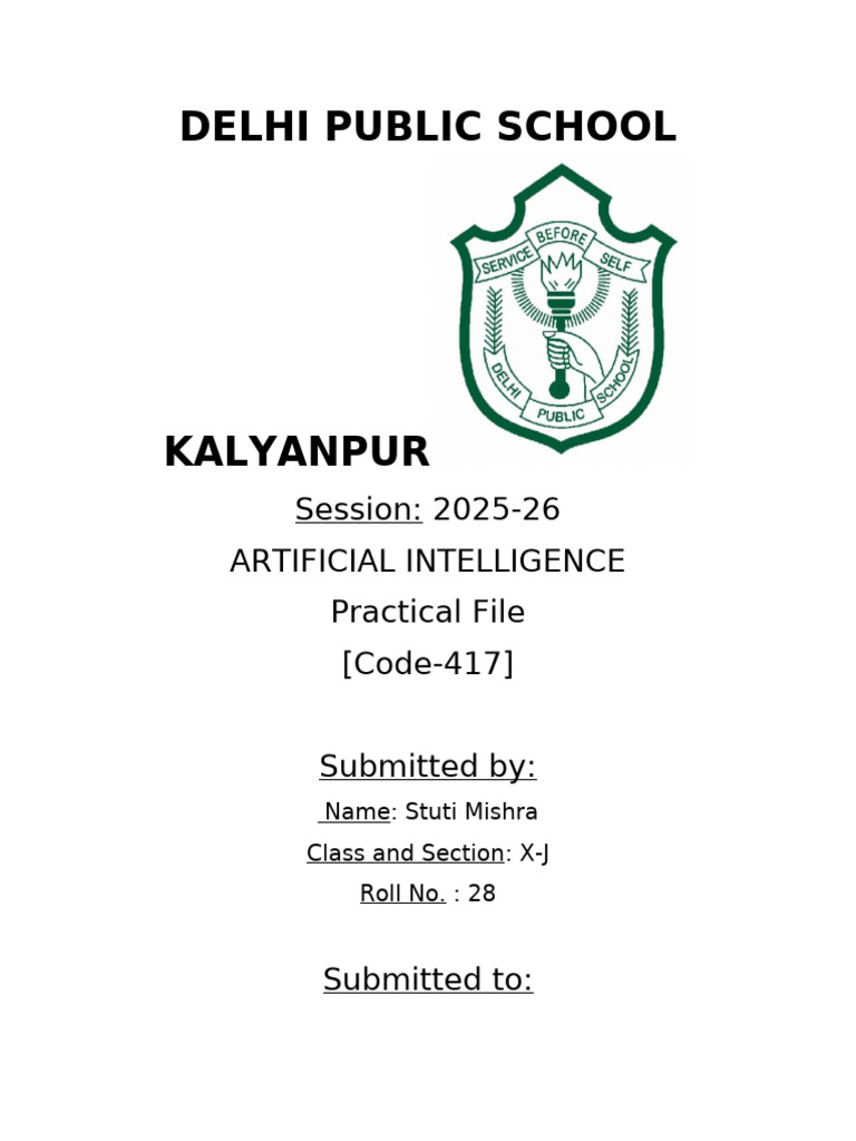 AI Practical File for Class X Students | PDF