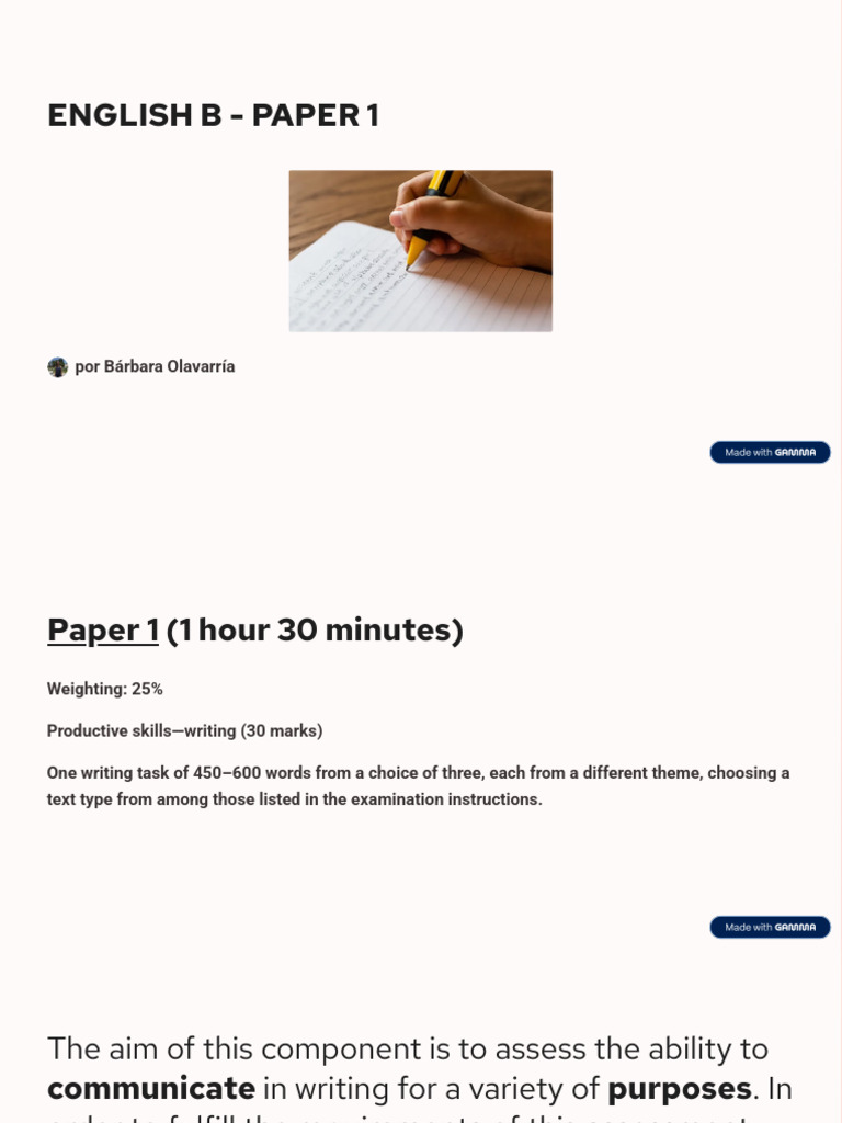 English B Paper 1 Writing Guide | PDF | Essays | Argument