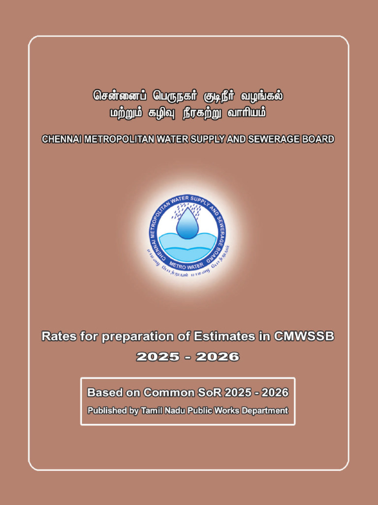 CMWSSB Schedule of Rates 2025-2026 | PDF | Pipe (Fluid Conveyance ...