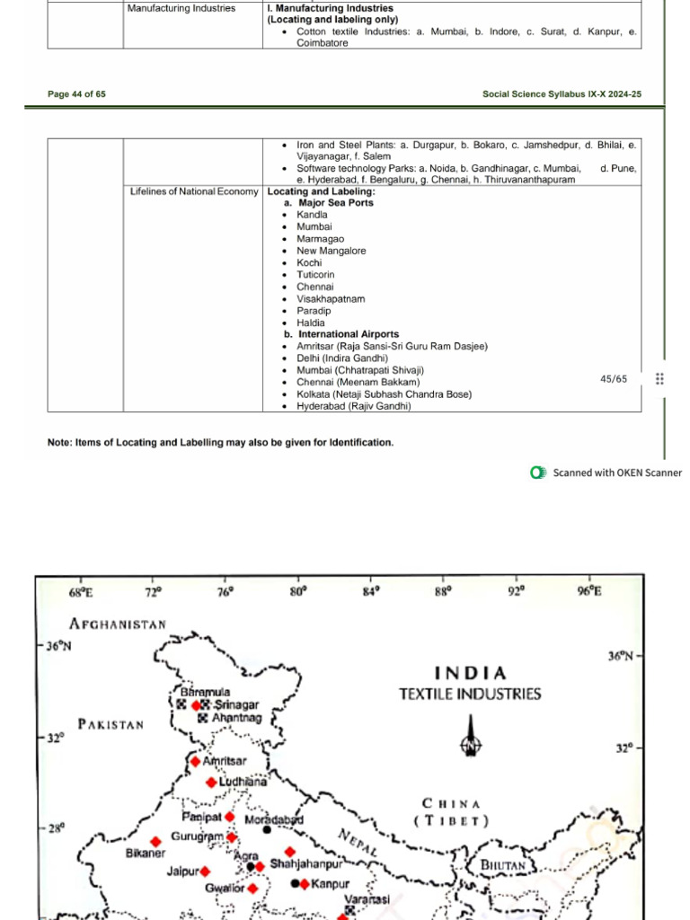 10 Geography Map Work (CH 6 & CH 7) | PDF