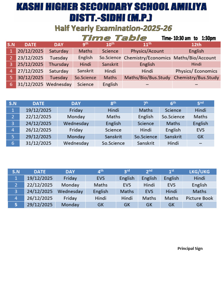 2025 School Subject Schedule | PDF