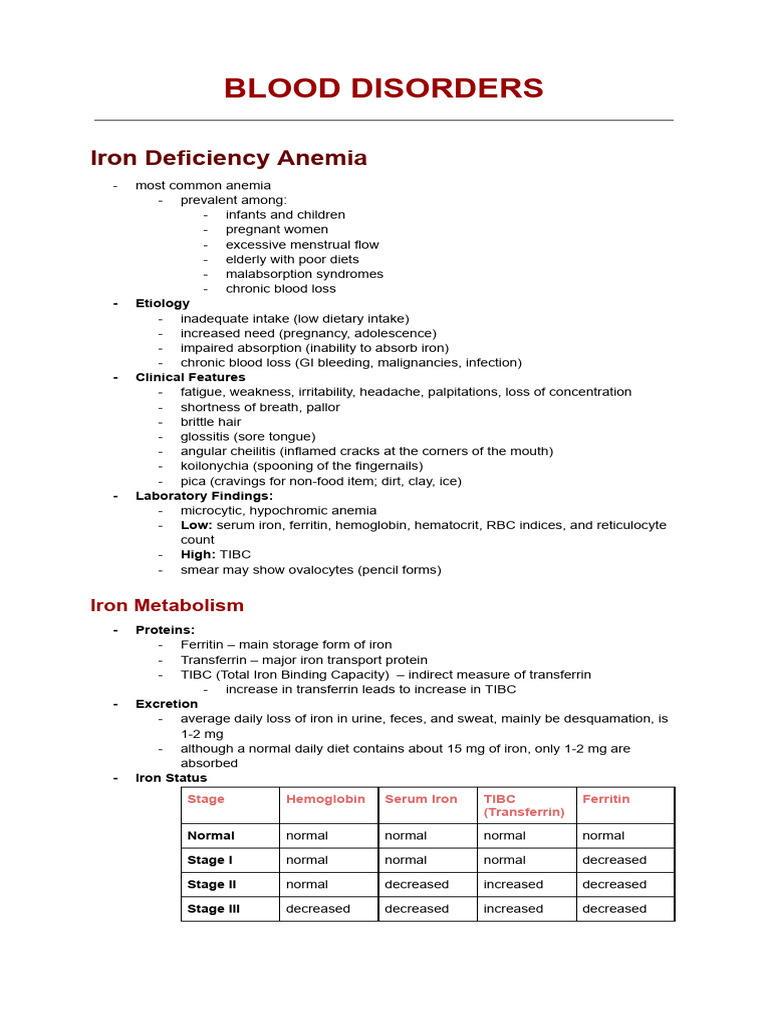 Understanding Blood Disorders: Anemia Types | PDF | Anemia | Hematology