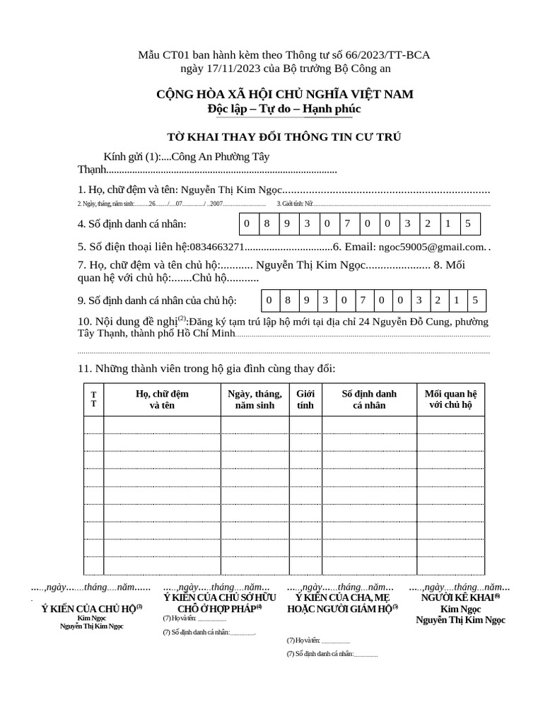 Mẫu CT01 - 66 | PDF