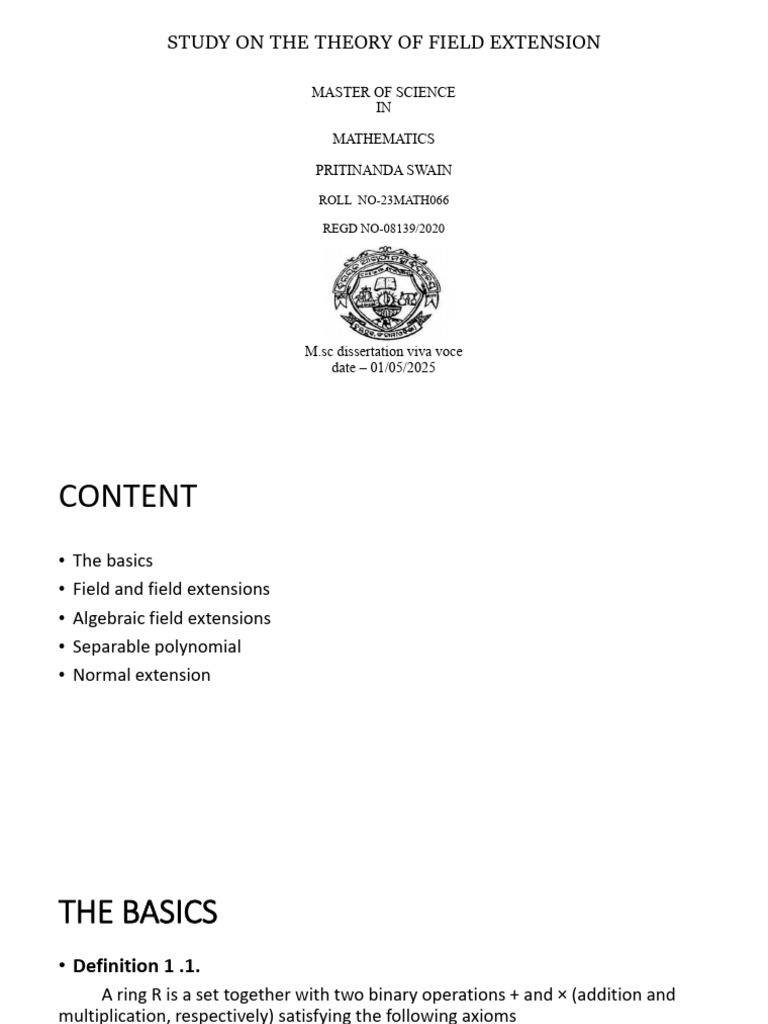 Field Extension Theory in Mathematics | PDF | Field (Mathematics ...