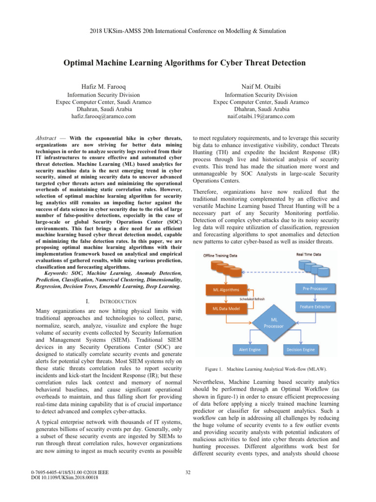 Optimal ML Algorithms for Cyber Threats | PDF | Cluster Analysis ...