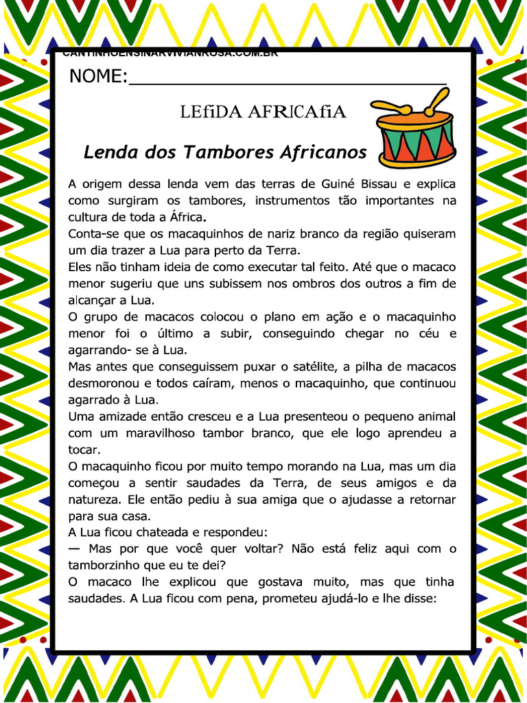 Lenda Dos Tambores Africanos | PDF