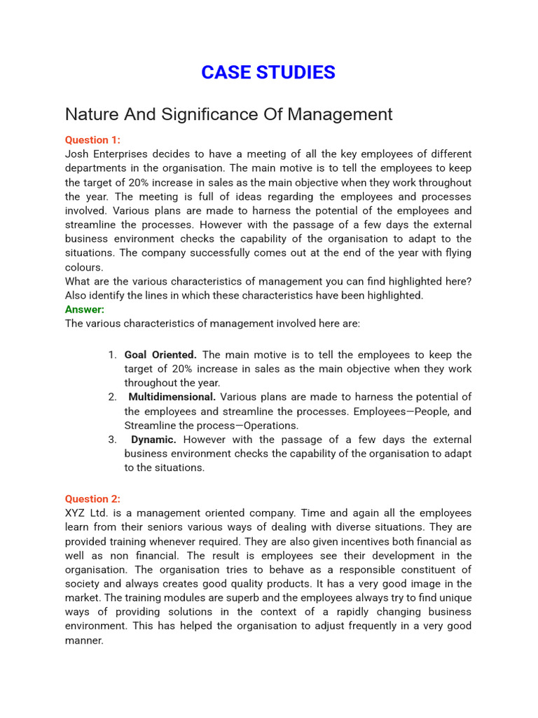 Key Management Concepts in Case Studies | PDF | Science | Profession