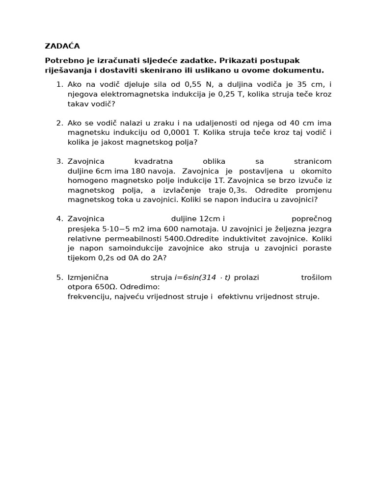 Zadaća - Elektromagnetizam | PDF