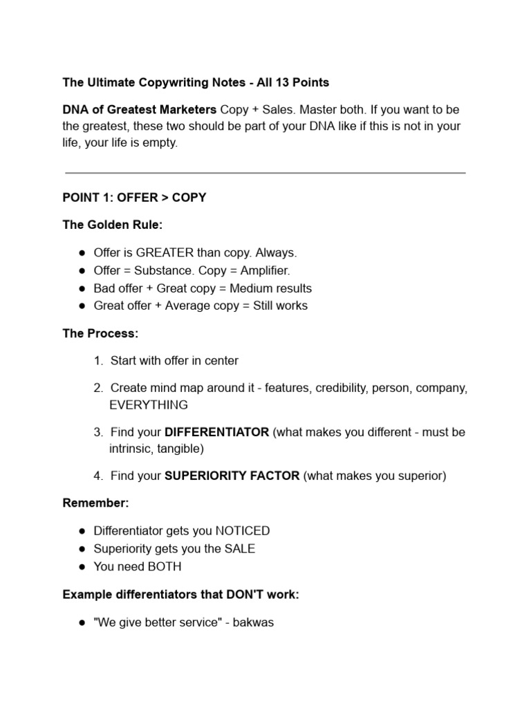 Ultimate Copywriting Guide: 13 Key Points | PDF | Psychology ...