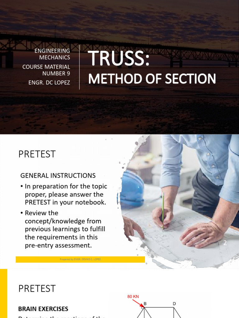 Truss Analysis: Method of Section Guide | PDF | Truss | Structural ...