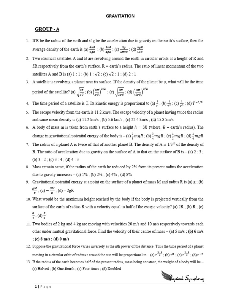 6 Gravitation | PDF | Orbit | Gravity