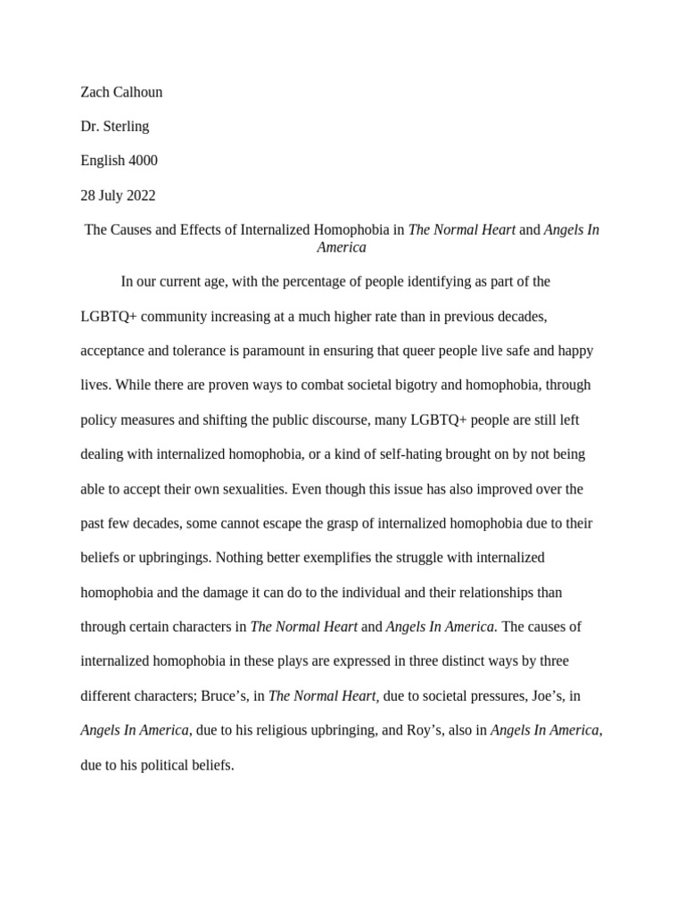 Causes and Effects of Internalized Homophobia | PDF | Homophobia ...