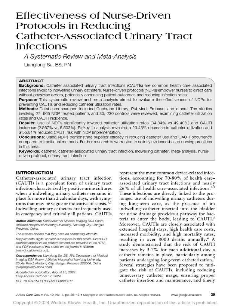 Nurse-Driven Protocols Reduce CAUTIs | PDF | Meta Analysis | Medicine