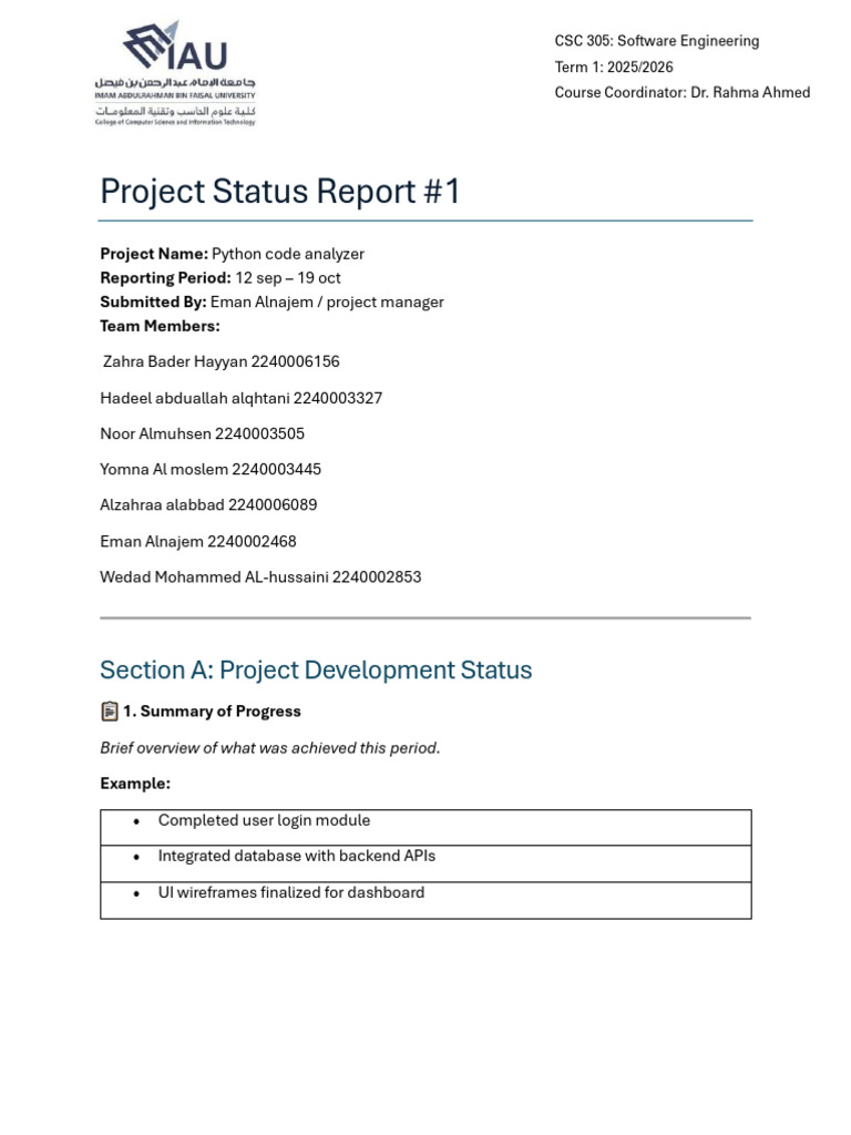 CSC305-FA1-Group4-Project Status Report N1 | PDF | Python (Programming ...