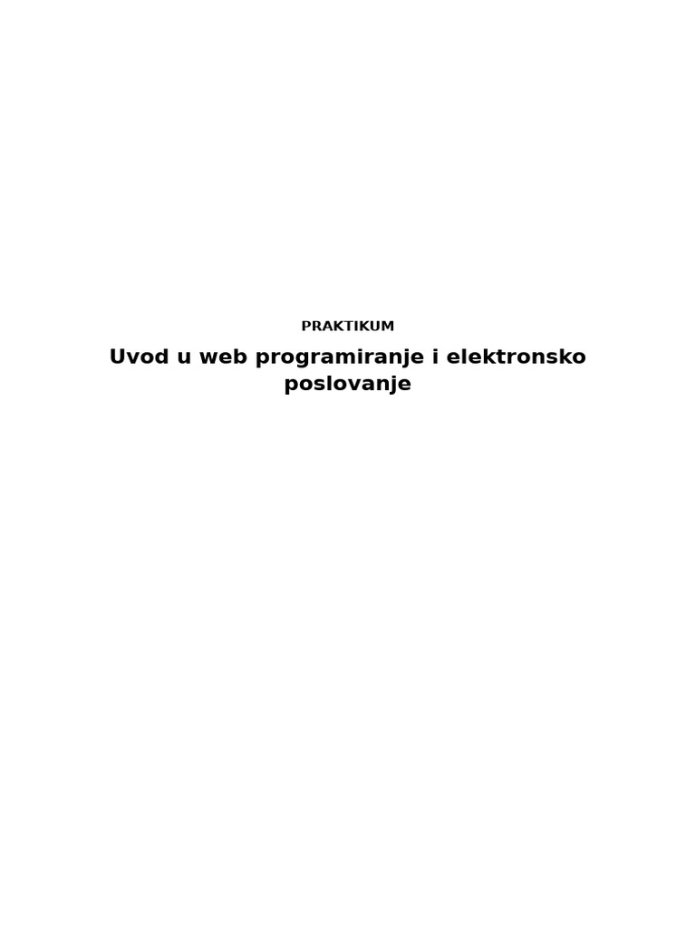 Uvod U Web Programiranje I Elektronsko Poslovanje | PDF