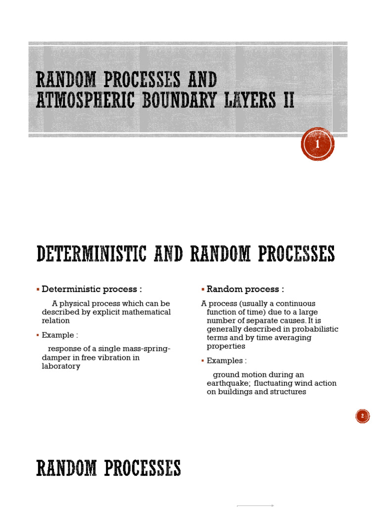WIND ENGINEERING Lect 2 2022 - Random Processes and Atmospheric ...