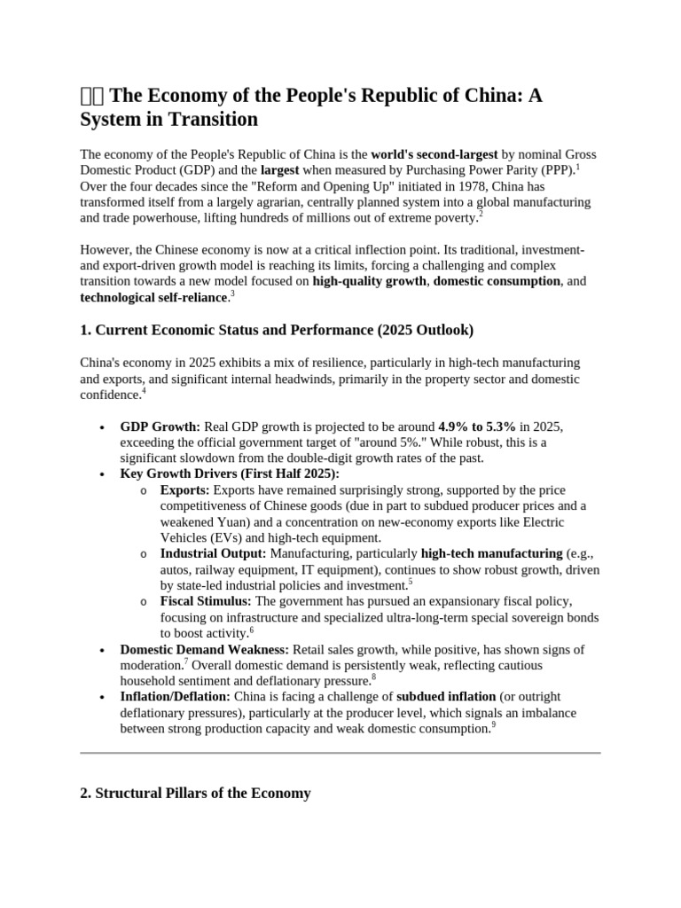 China's Economic Transition and Challenges | PDF | Economy Of China ...
