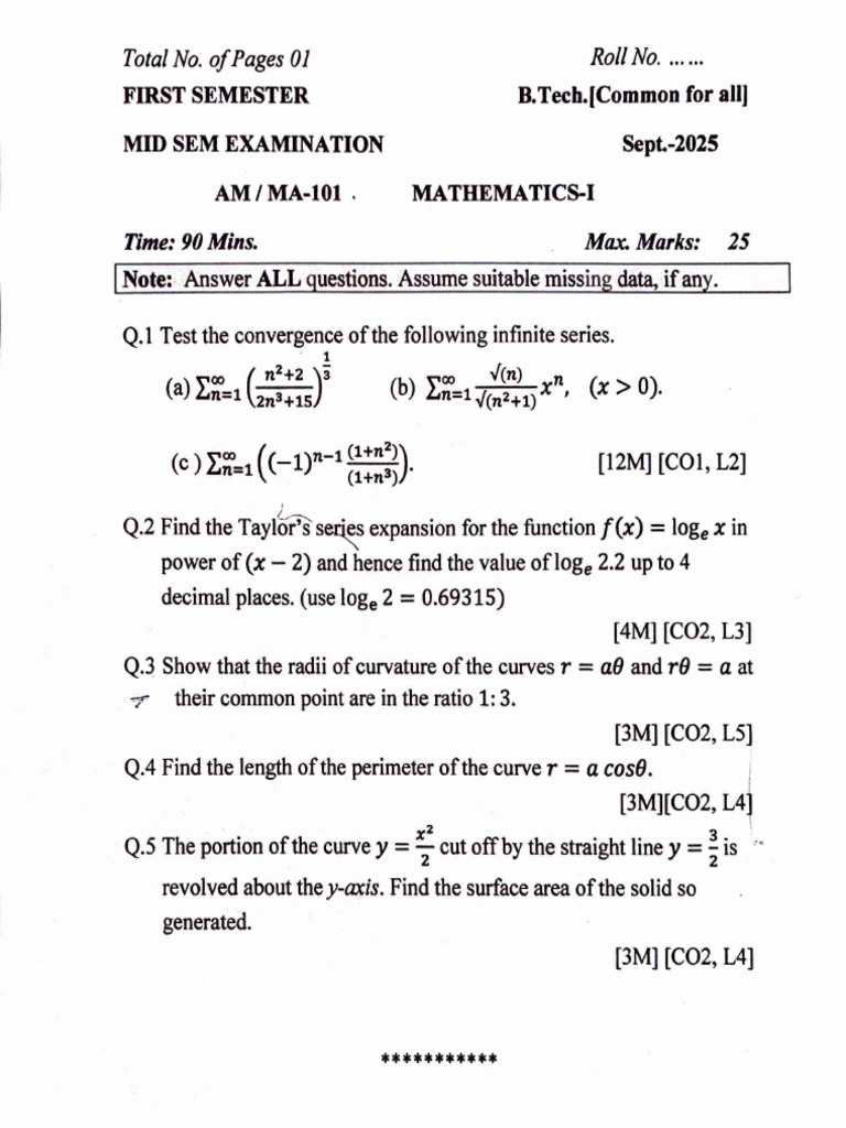 1a4bcce2mid Sem Paper 2025 | PDF
