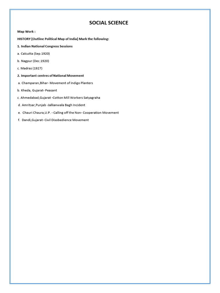 Social Science Map Work and Projects Guide | PDF