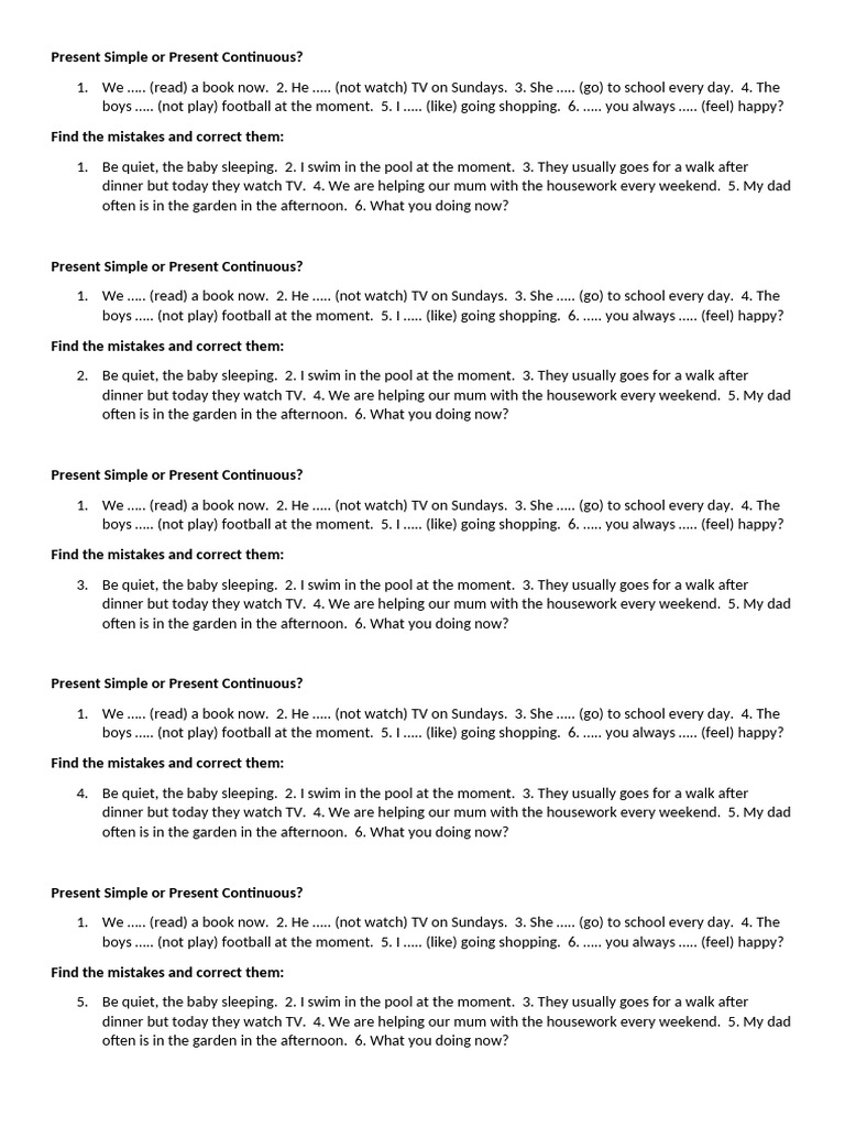 Present Simple or Present Continuous | PDF | Chess Theory | Chess Openings