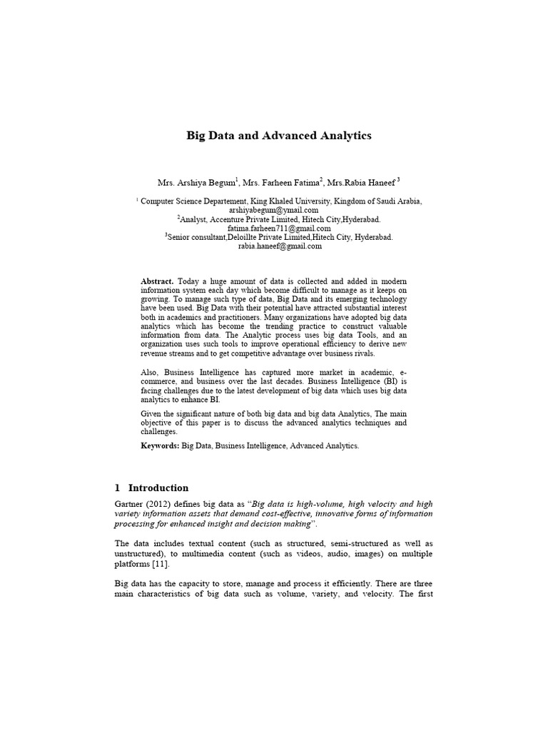 Big Dataand Advanced Analytics | PDF | Analytics | Big Data