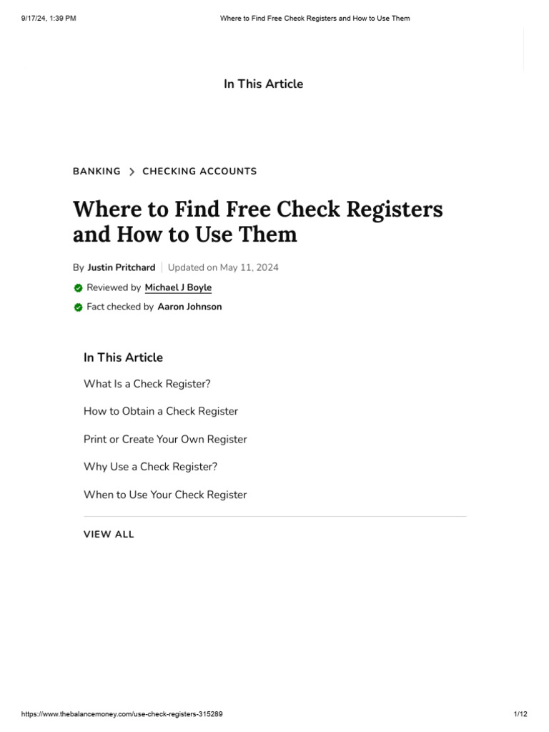Free Check Registers: How to Use Them | PDF | Cheque | Transaction Account
