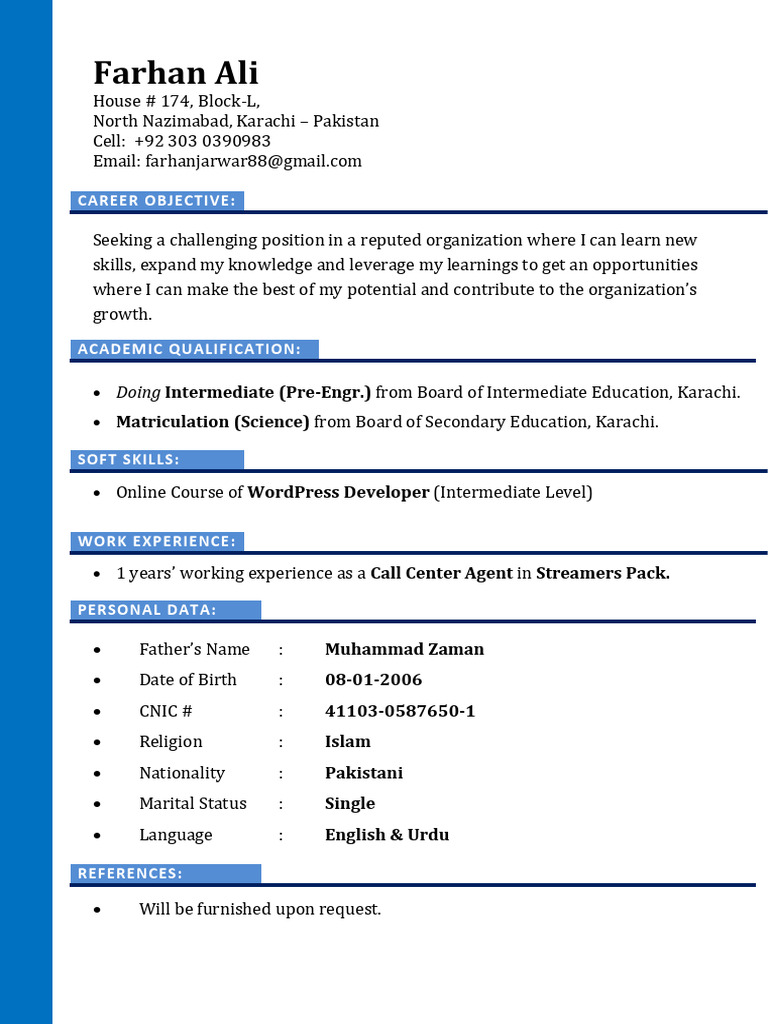CV Farhan Ali2 | PDF