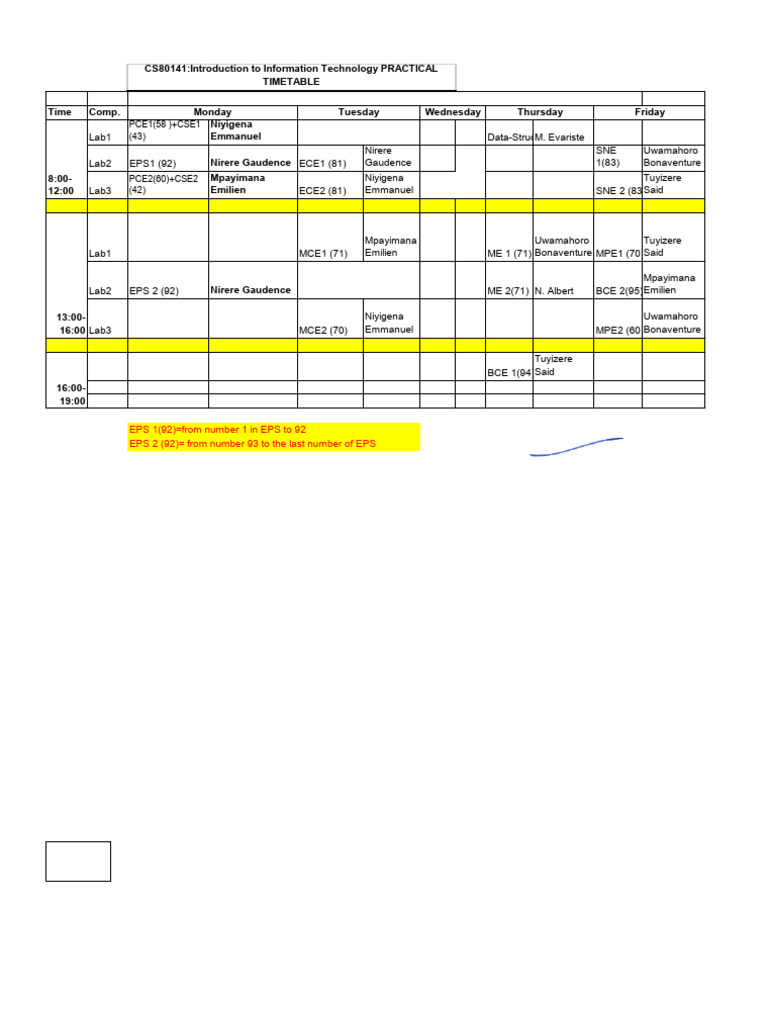 Practical Timetable for IT Course | PDF