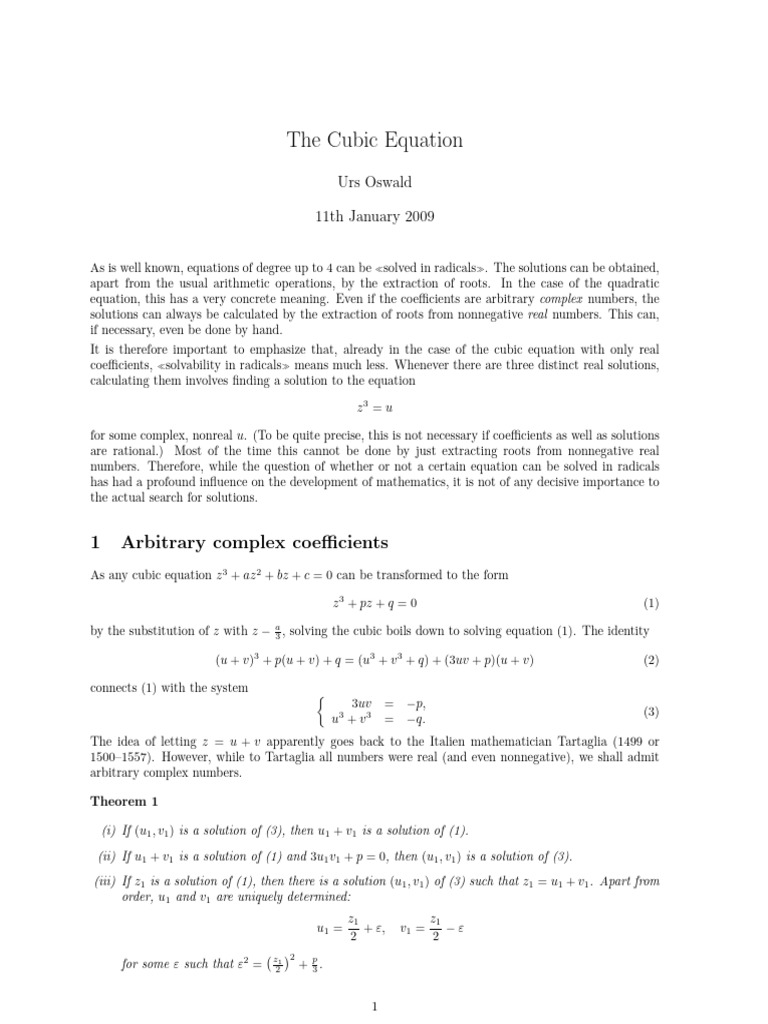 Understanding the Cubic Equation Solutions | PDF | Square Root ...