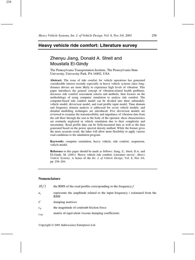 Heavy Vehicle Ride Comfort Analysis | PDF | Spectral Density | Simulation