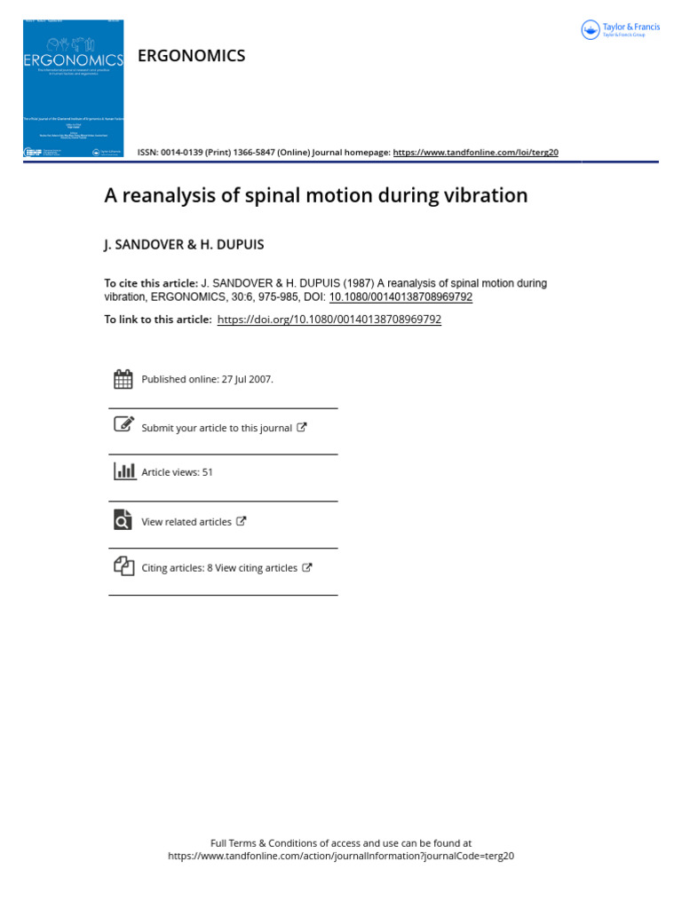 Spinal Motion Analysis During Vibration | PDF | Spectral Density ...
