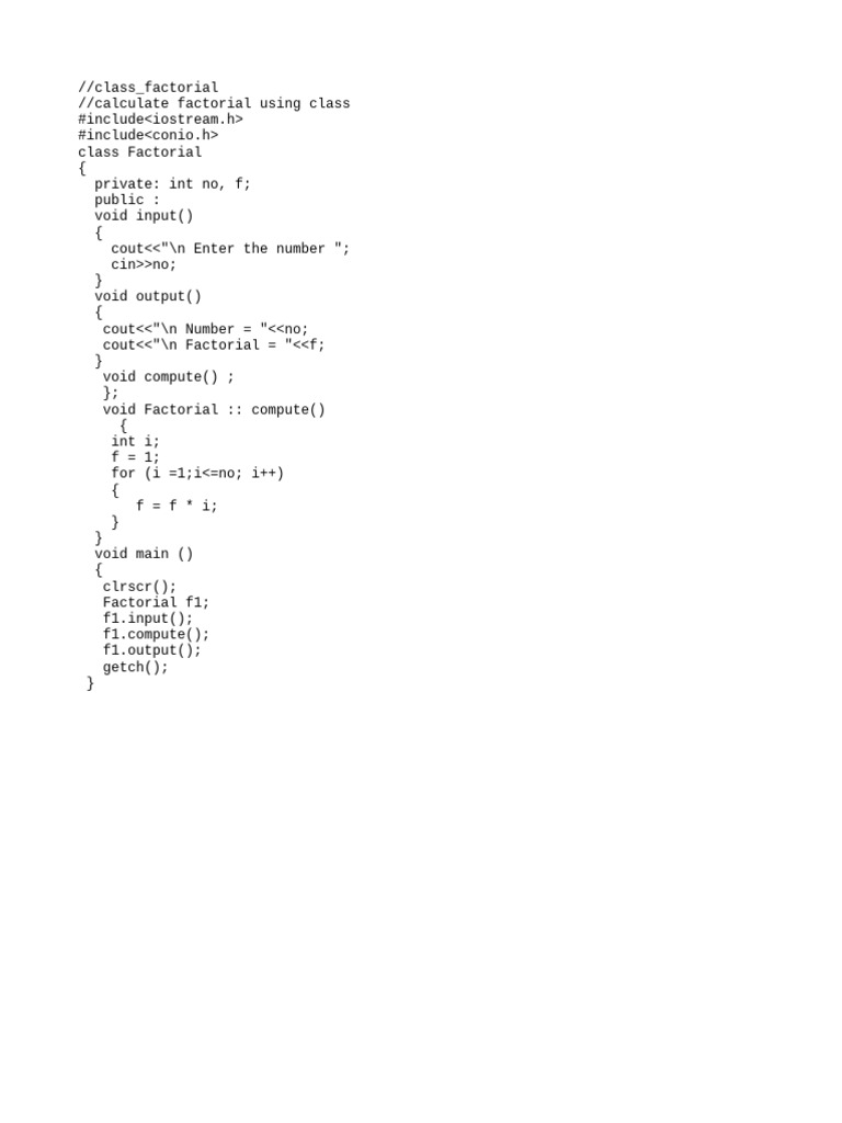 CLASS FActorial | PDF