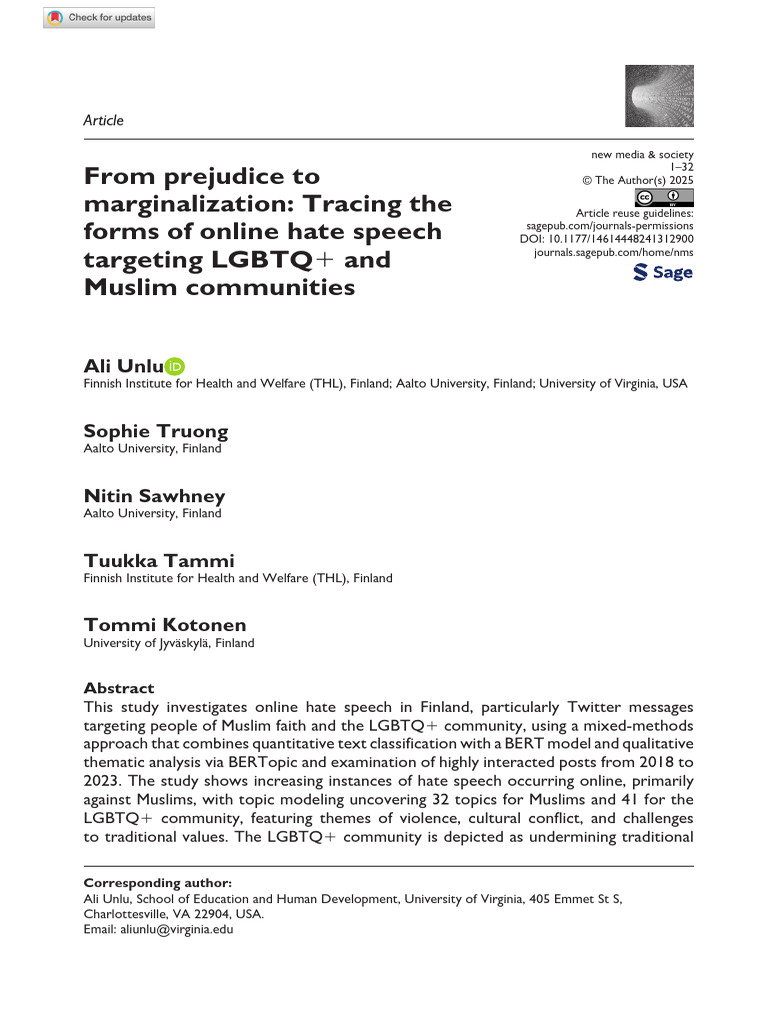 Unlu Et Al 2025 From Prejudice To Marginalization Tracing The Forms of ...