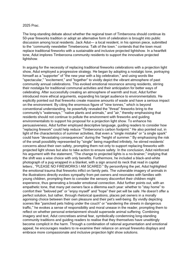 Timberoona's Fireworks Debate: A Shift to Lights | PDF | Nostalgia | Pet