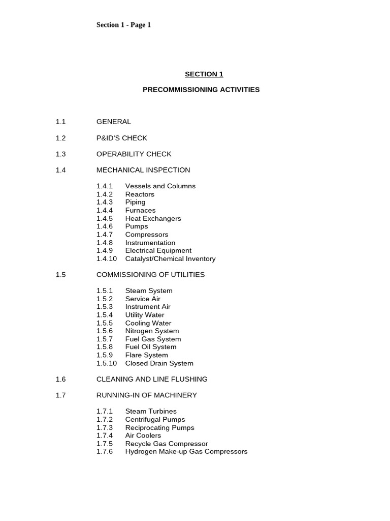 Precommissioning Activities Checklist | PDF | Pump | Valve