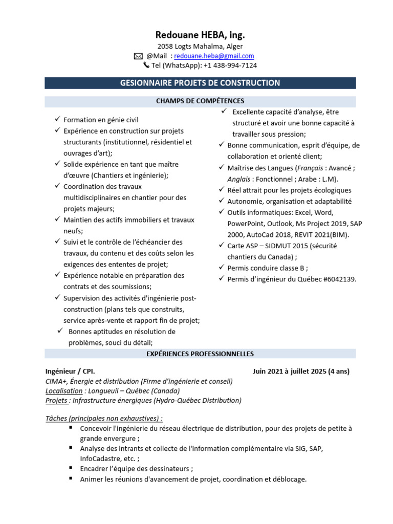 Gestionnaire de Projets en Génie Civil | PDF | Building information ...